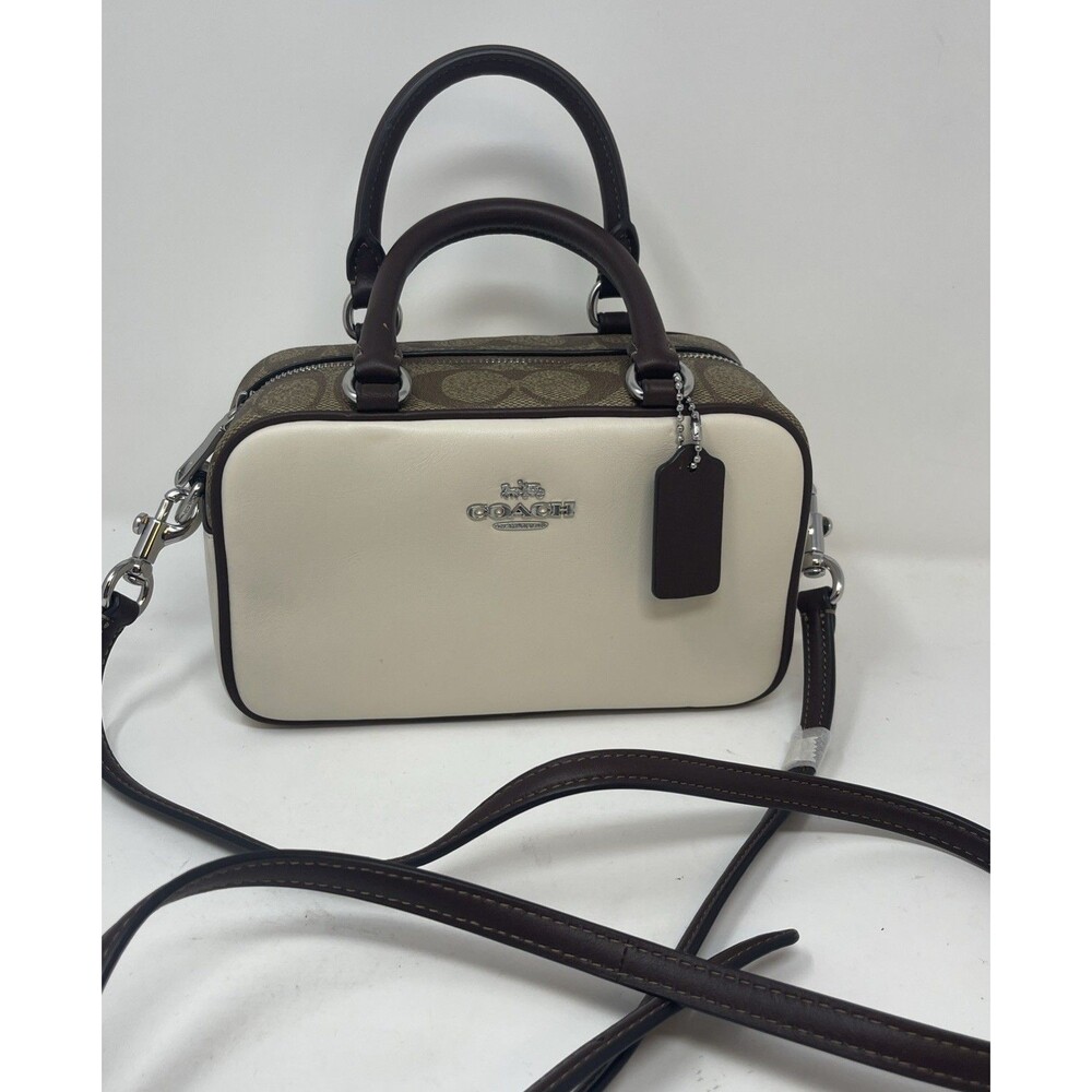 Coach Satchel Crossbody In Signature Colorblock Beige Brown CV 704